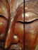 BUDDHA HEAD TRIPTYCH WALL SCULPTURE, CARVED WOOD, GILT - 3
