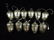 11 PC SILVERED MERCURY GLASS ACORN ORNAMENTS, APPROX 6"