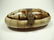 OVAL CARVED BONE BOX WITH BRASS INLAY, APPROX 6 1/8" X
