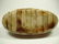 OVAL CARVED BONE BOX WITH BRASS INLAY, APPROX 6 1/8" X - 5