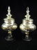 PAIR SILVERED MERCURY GLASS URNS WITH LIDS, APPROX