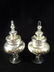 PAIR SILVERED MERCURY GLASS URNS WITH LIDS, APPROX - 2