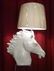 LARGE WHITE HORSE HEAD LAMP, CAST COMPOSITE, EXCELLENT