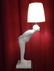 LARGE BOWING MAN LAMP, WHITE CAST COMPOSITE, EXCELLENT