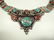 TURQUOISE & LAPIS NECKLACE, CHOKER STYLE