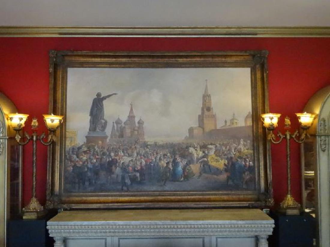 HUGE RUSSIAN OIL ON CANVAS PAINTING, KREMLIN RED SQUARE (1 of 13)