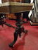 ANTIQUE MARBLE TOP TABLE, CARVED WOOD BASE, PAW FEET, - 2
