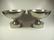 PAIR CAST METAL PEDESTAL BOWLS, ALUMINUM FINISH, APPROX