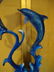 LARGE PATINATED BRONZE DOLPHIN SCULPTURE, 2 LEAPING - 3
