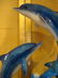 LARGE PATINATED BRONZE DOLPHIN SCULPTURE, 2 LEAPING - 9