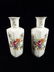 PAIR SMALL PORCELAIN VASES WITH PAINTED FLORALS, 6"H,