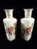 PAIR SMALL PORCELAIN VASES WITH PAINTED FLORALS, 6"H, - 3