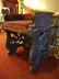 ANTIQUE CARVED WOOD CHURCH CHAIR, ELABORATELY CARVED - 2