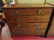 4 DRAWER MAHOGANY VENEER CHEST, OVAL BRASS PULLS, BRASS