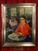F. GALE SIGNED PAINTING ON CANVAS, WOMAN IN CAFE,