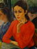 F. GALE SIGNED PAINTING ON CANVAS, WOMAN IN CAFE, - 2