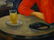 F. GALE SIGNED PAINTING ON CANVAS, WOMAN IN CAFE, - 5