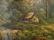 OIL ON BOARD PAINTING, HOUSE BY WATERFALL, UNSIGNED, - 3