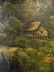 OIL ON BOARD PAINTING, HOUSE BY WATERFALL, UNSIGNED, - 7