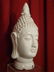 LARGE CERAMIC BUDDHA HEAD SCULPTURE, WHITE CRAQUELURE