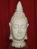 LARGE CERAMIC BUDDHA HEAD SCULPTURE, WHITE CRAQUELURE - 2