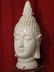 LARGE CERAMIC BUDDHA HEAD SCULPTURE, WHITE CRAQUELURE - 3