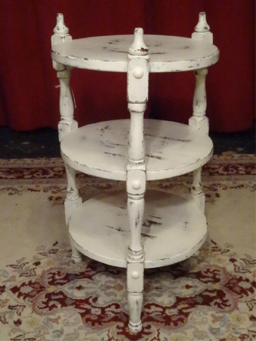 3 TIER WHITE PAINTED WOOD TABLE, DISTRESSED FINISH, NEW (1 of 4)