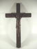 WOOD CRUCIFIX WITH COPPER METAL JESUS, HANGS ON WALL,