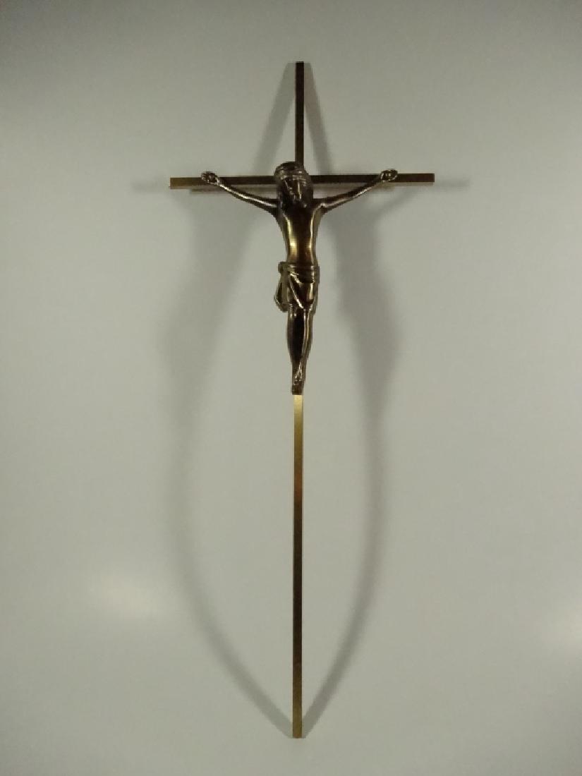 LARGE METAL CRUCIFIX, HANGS ON WALL, #2 OF THREE (1 of 5)
