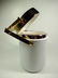 VINTAGE ICE BUCKET, WHITE WITH GOLD TONE HANDLE, APPROX - 3