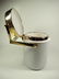 VINTAGE ICE BUCKET, WHITE WITH GOLD TONE HANDLE, APPROX - 4