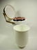 VINTAGE ICE BUCKET, WHITE WITH GOLD TONE HANDLE, APPROX - 6