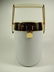 VINTAGE ICE BUCKET, WHITE WITH GOLD TONE HANDLE, APPROX - 9