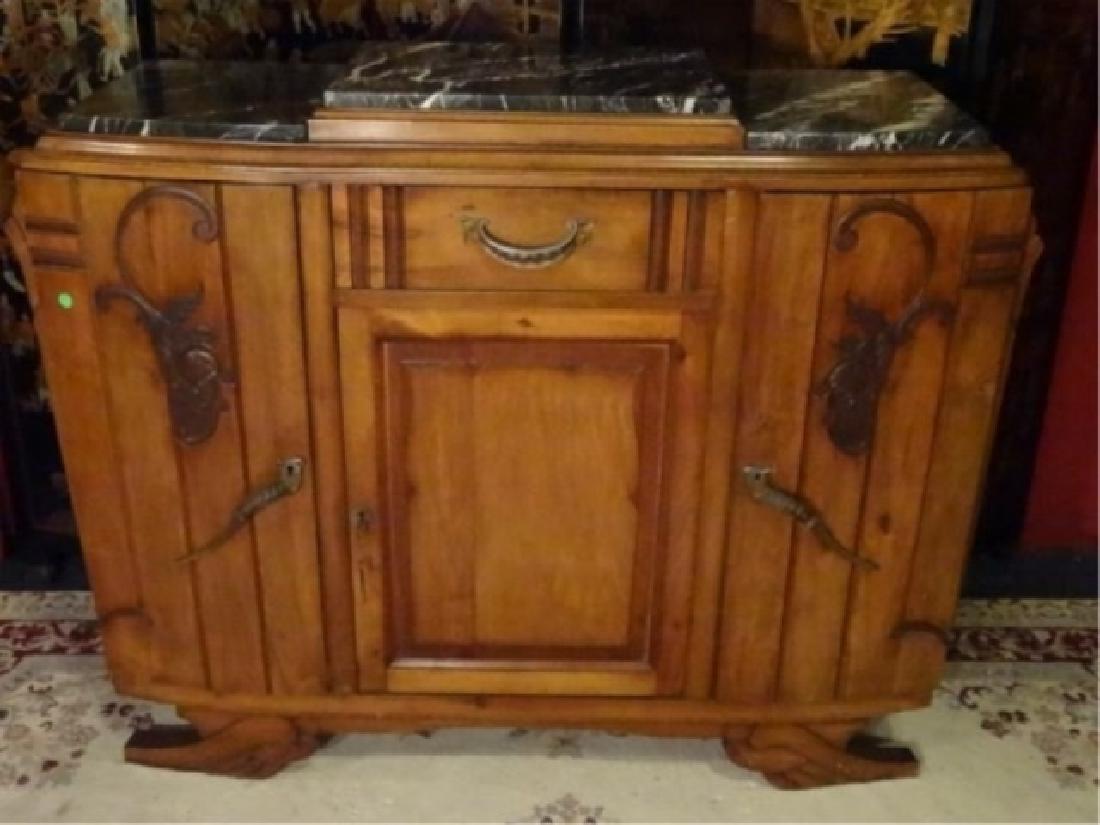 ART NOUVEAU BUFFET, MARBLE TOP, EARLY 20TH C. BRASS (1 of 9)