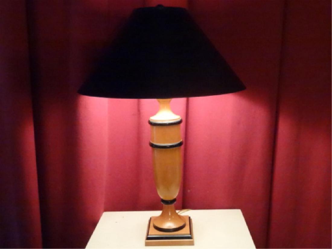 NEOCLASSICAL WOOD TABLE LAMP, URN SHAPE BASE, BLACK (1 of 7)