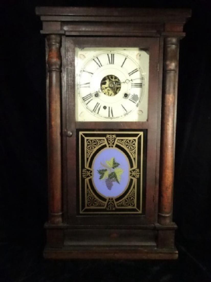 SETH THOMAS SHELF CLOCK, GRAPE DESIGN REVERSE PAINTED (1 of 14)