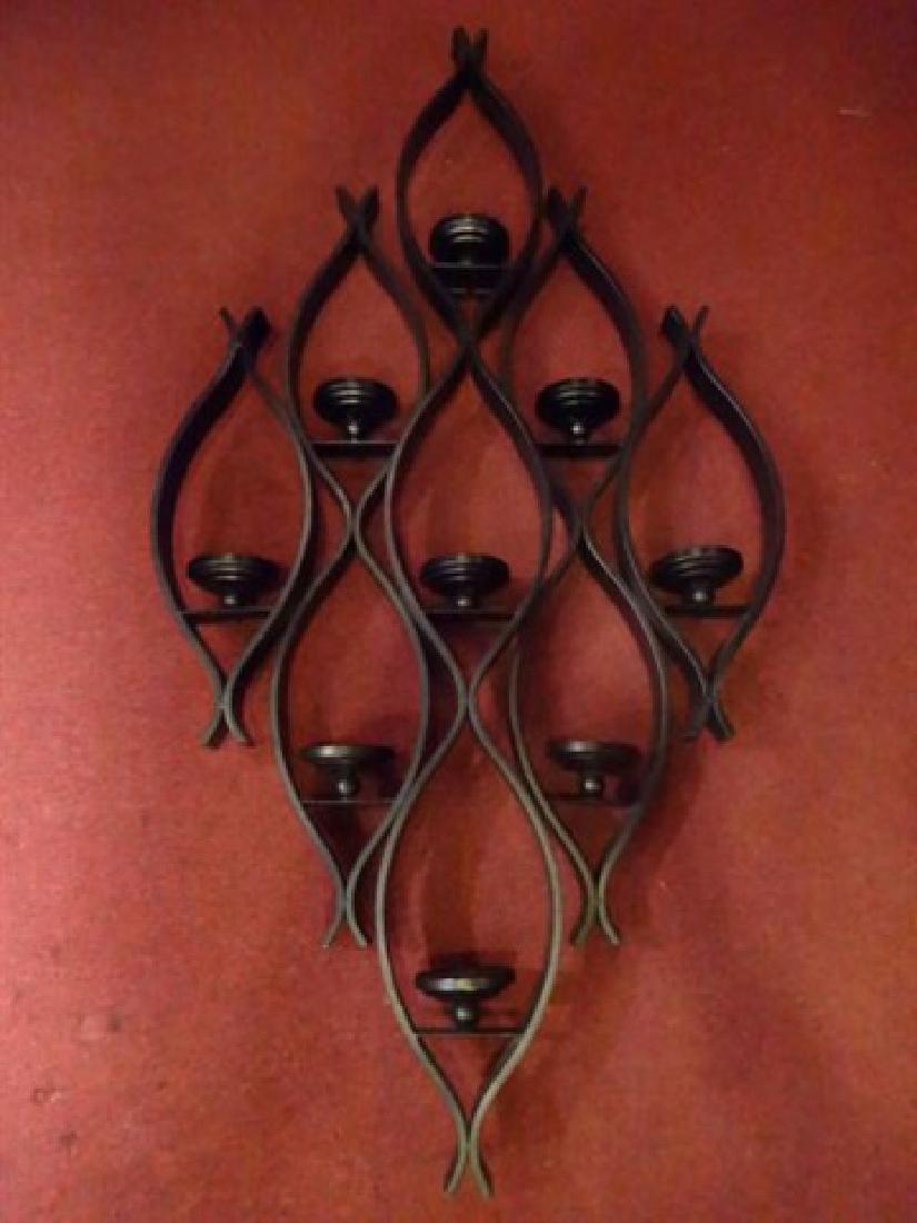 LARGE METAL 9 LIGHT CANDLE WALL SCONCE, 63"H X 33"W (1 of 4)