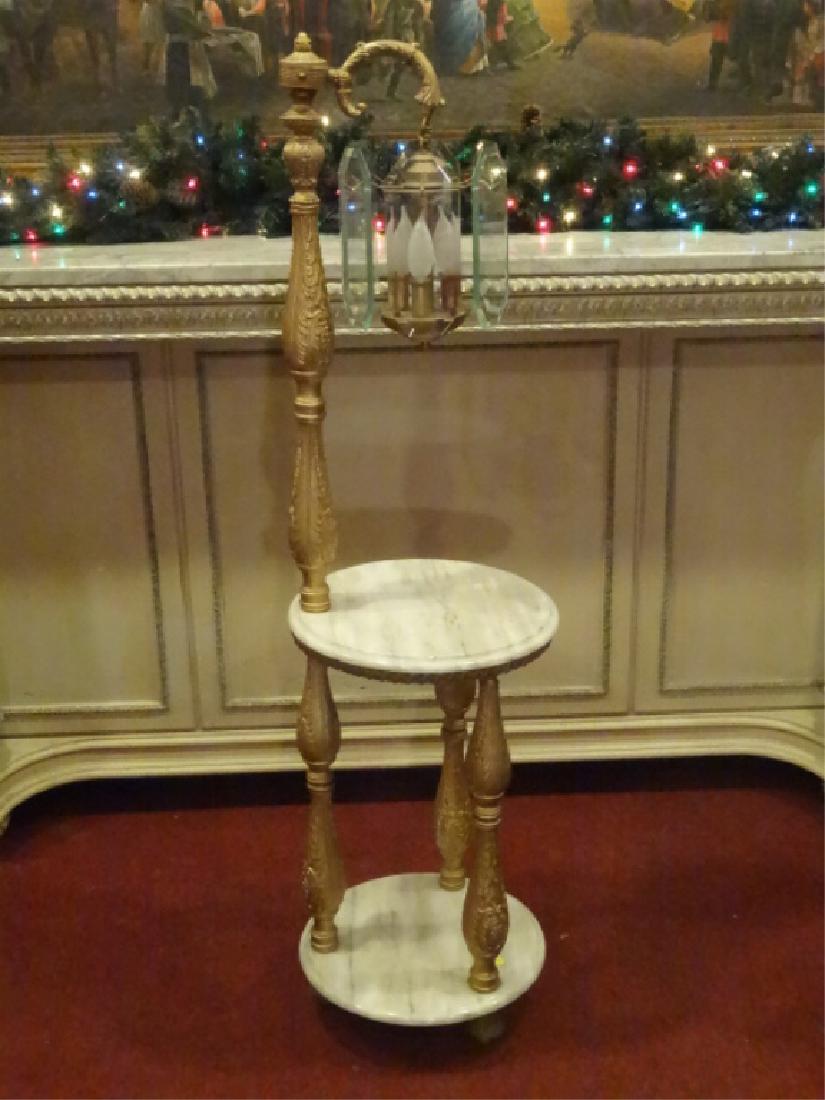 VINTAGE FLOOR LAMP, 2 TIER MARBLE TABLE TOPS WITH (1 of 6)