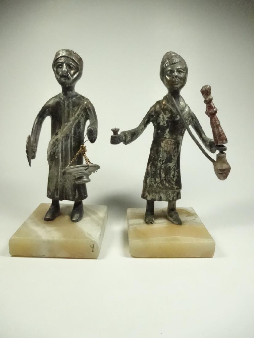 2 PC METAL SCULPTURES ON ONYX BASES, APPROX 7.75"H (1 of 5)