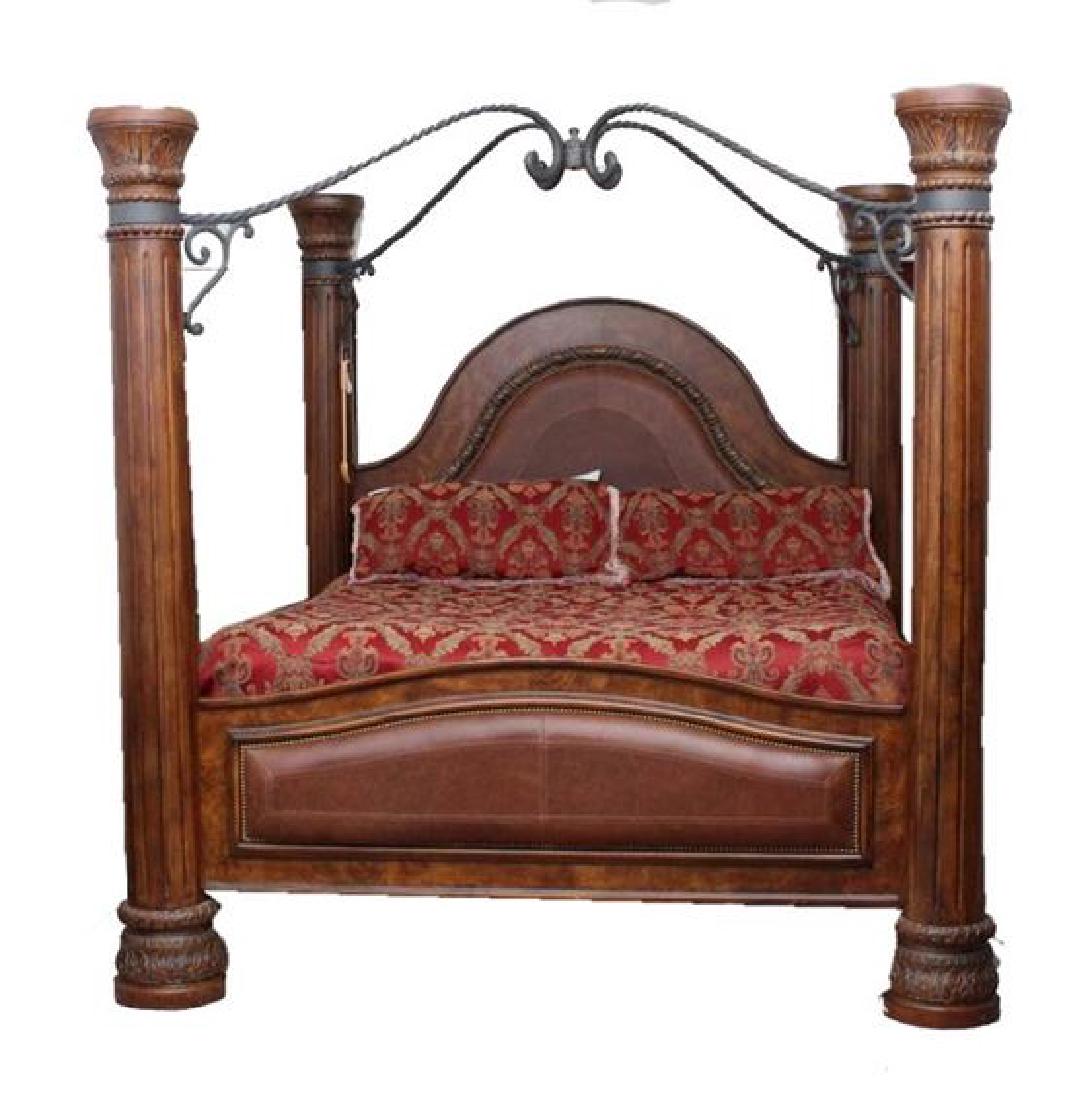 COLLEZIONE EUROPA KING SIZE CANOPY BED, WALNUT VENEERS (1 of 7)