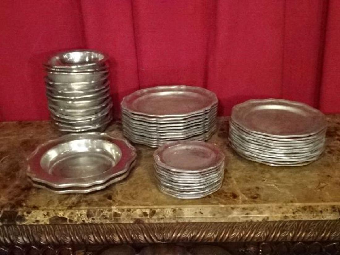 49 PC WILTON ARMETALE PEWTER PLATES AND BOWLS, MARKED, (1 of 9)