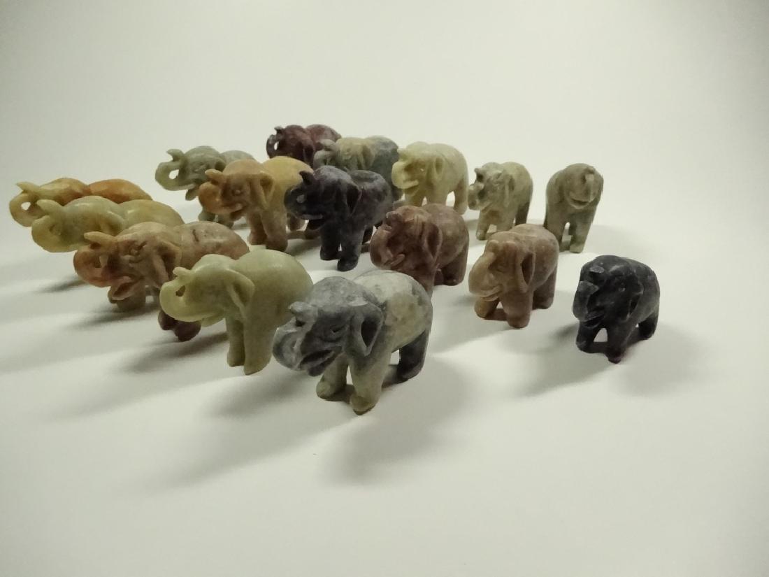 16 PC CHINESE CARVED STONE ELEPHANTS, LARGEST APPROX 1 (1 of 5)