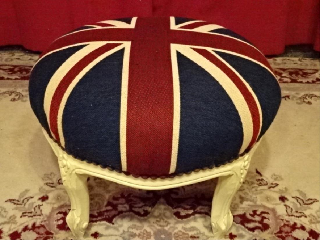 UNION JACK BRITISH FLAG UPHOLSTERED FOOTSTOOL, FRENCH (1 of 3)