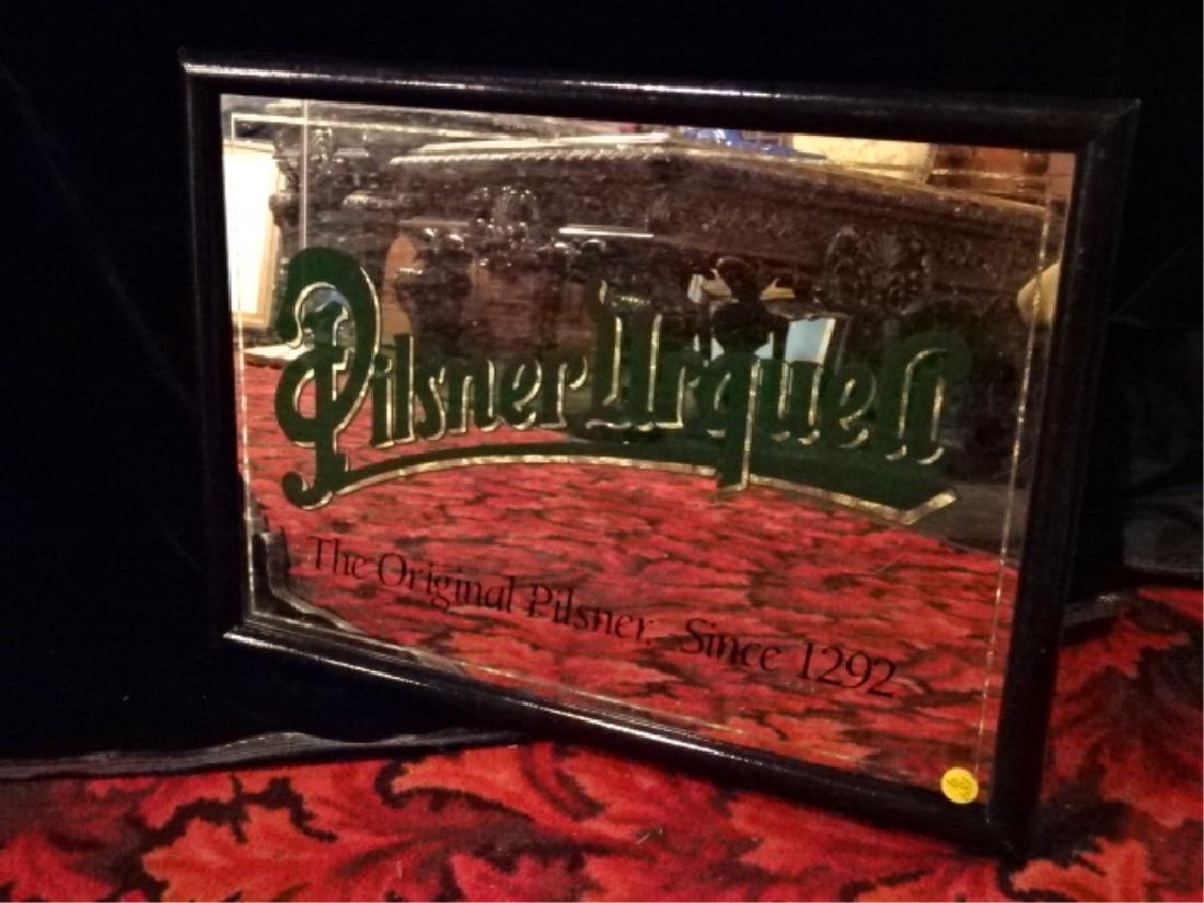 PILSNER URQUELL MIRRORED BAR SIGN, 15.5" X 21.5", (1 of 3)