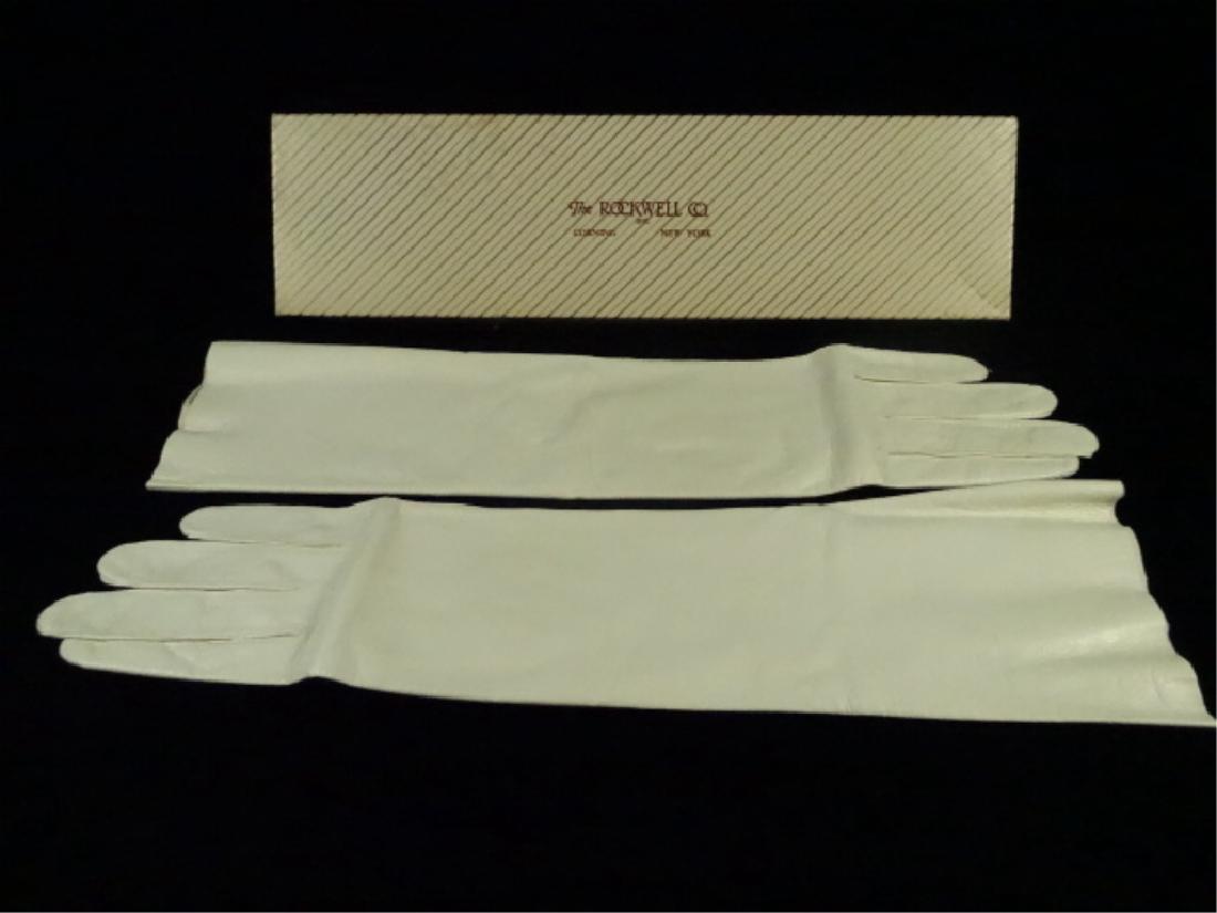 VINTAGE LONG REAL KID LADIES' GLOVES, SIZE 7 1/2, (1 of 5)