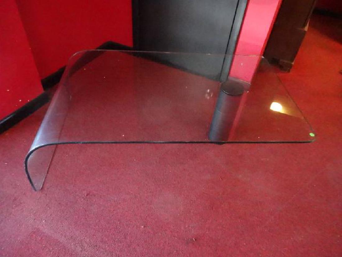 Glass Waterfall Coffee Table Black Finish Metal Leg