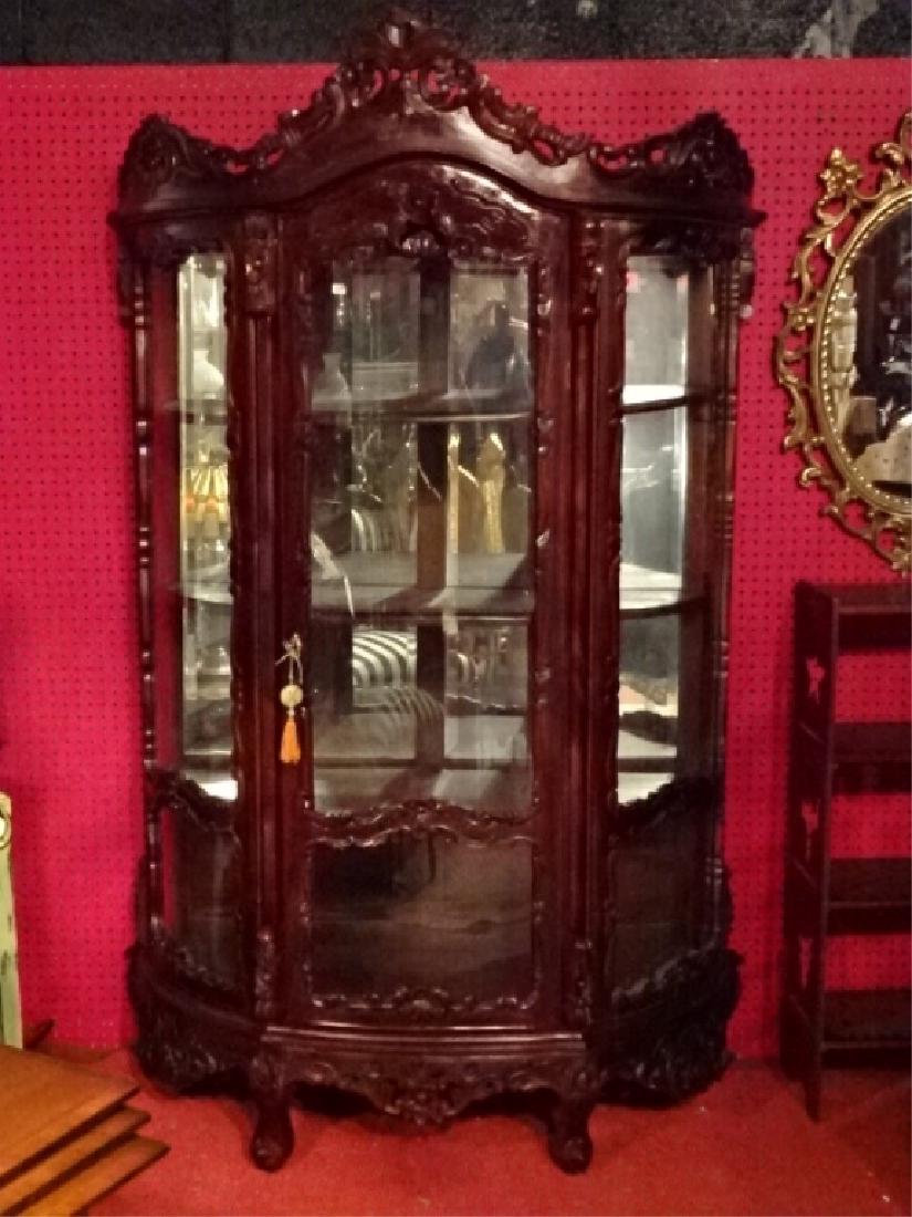 LOUIS XV STYLE DISPLAY CABINET, MIRRORED BACK, GLASS (1 of 5)