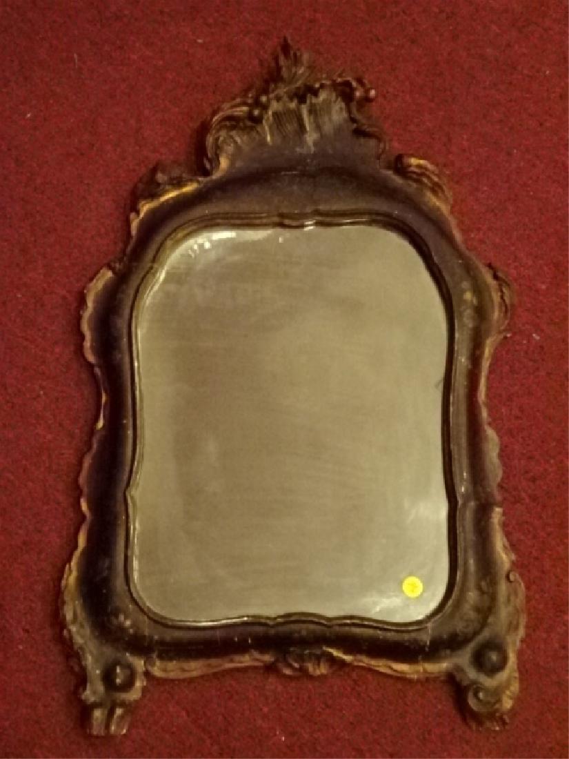 19th CENTURY VENETIAN ROCOCO MIRROR, GILT AND PAINTED,: 19th CENTURY VENETIAN ROCOCO MIRROR, GILT AND PAINTED, UNRESTORED WITH CRACKS AND SMALL CHIPS, APPROX 24" X 16" SKU194
