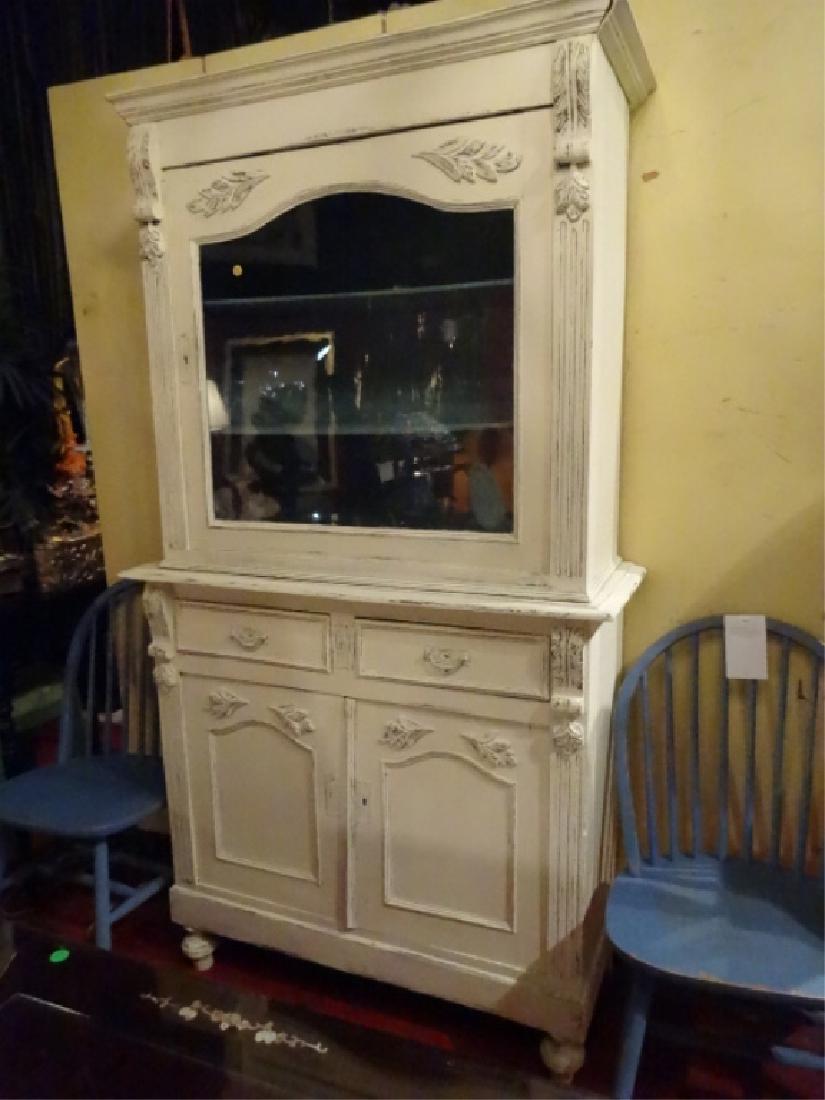 WHITE PAINTED BREAKFRONT, UPPER SINGLE GLAZED DOOR, (1 of 10)