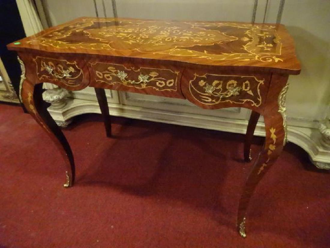 LOUIS XV STYLE MARQUETRY WRITING DESK, GILT METAL (1 of 11)